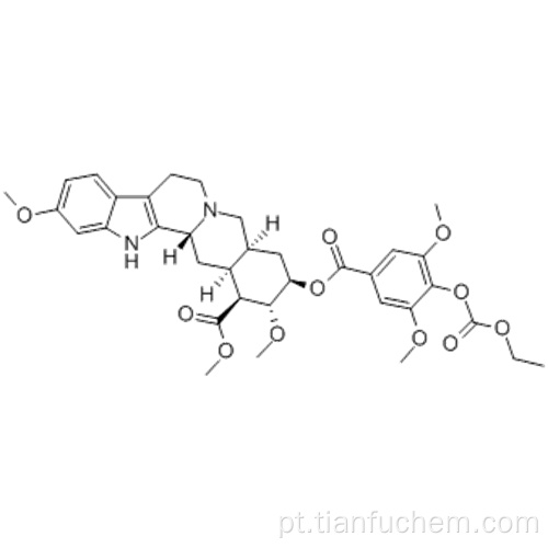 Ácido Yohimban-16-carboxílico, 18 - [[4 - [(etoxicarbonil) oxi] -3,5- dimetoxibenzoil] oxi] -11,17-dimetoxi-, éster metílico, (57184496,3b, 16b, 17a, 18b, 20a ) - CAS 84-36-6